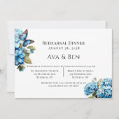 Blue Hydrangea Bloemenvlinder repetitie diner Kaart (Voorkant)