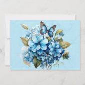Blue Hydrangea Bloemenvlinder Save the Date Kaart (Achterkant)