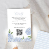 Blue Hydrangea Bloom Script Details QR Code Small Informatiekaartje