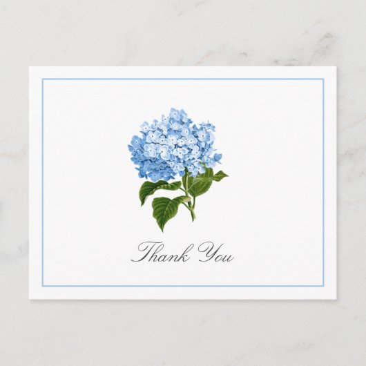 Blue Hydrangea Bloom Traditional Thank You Briefkaart (Voorkant)