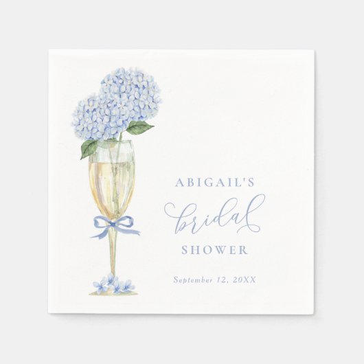 Blue Hydrangea Blooms Bridal Shower Servet (Voorkant)
