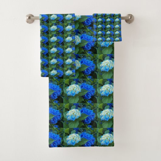 Blue Hydrangea Blooms Floral Bath Towel Bad Handdoek (Insitu)