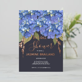 Blue Hydrangea Blooms Gepersonaliseerd Vrijgezelle Folie Uitnodiging