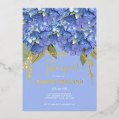 Blue Hydrangea Blooms Gepersonaliseerd Vrijgezelle Folie Uitnodiging (Voorkant)