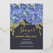 Blue Hydrangea Blooms Gepersonaliseerd Vrijgezelle Folie Uitnodiging (Voorkant)