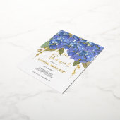 Blue Hydrangea Blooms Gepersonaliseerd Vrijgezelle Folie Uitnodiging Briefkaart (Gedraaid)