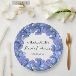 Blue Hydrangea Blooms Gepersonaliseerd Vrijgezelle Papieren Bordje