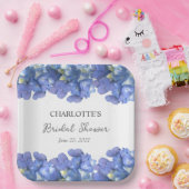Blue Hydrangea Blooms Gepersonaliseerd Vrijgezelle Papieren Bordje (Feest)