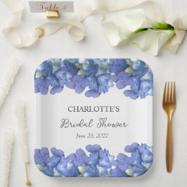 Blue Hydrangea Blooms Gepersonaliseerd Vrijgezelle Papieren Bordje
