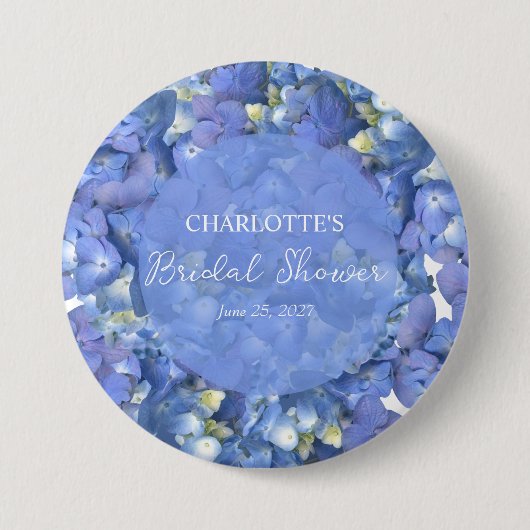 Blue Hydrangea Blooms Gepersonaliseerd Vrijgezelle Ronde Button 7,6 Cm (Voorkant)