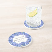 Blue Hydrangea Blooms Gepersonaliseerd Vrijgezelle Zandsteen Onderzetter (Zijkant)