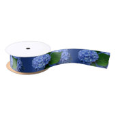 Blue Hydrangea Blooms Greenery Satin Ribbon Satijnen Lint (Spoel)