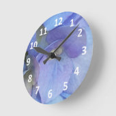 Blue Hydrangea Blossom Numeras Wall Clock Ronde Klok (Hoek)