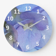 Blue Hydrangea Blossom Numeras Wall Clock