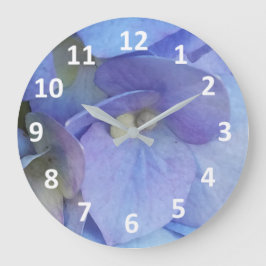 Blue Hydrangea Blossom Numeras Wall Clock Ronde Klok