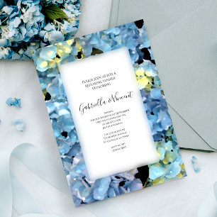 Blue Hydrangea Blossom Wedding Rehearsal Dinner Kaart