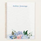 Blue Hydrangea & Blush Floral Personalized Planner (Voorkant)