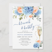 Blue Hydrangea Blush Pink Roses VRIJGEZELLENFEEST Kaart (Voorkant)