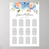 Blue Hydrangea Blush Roos 12 Tafels ZITSCHEMA Poster (Voorkant)