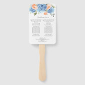 Blue Hydrangea Blush Roos Trouwceremonie Programma Handwaaier (Achterkant)