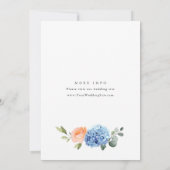 Blue Hydrangea Blush Roze Rozen Repetitie Diner Kaart (Achterkant)