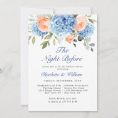 Blue Hydrangea Blush Roze Rozen Repetitie Diner Kaart (Voorkant)