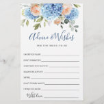 Blue Hydrangea Blush Rozen Advies & Wensen Kaart<br><div class="desc">Pas de bruid aan om de naam en de datum van de douche te zijn. Voor verdere aanpassing,  te klikken gelieve de "pas verder"verbinding aan. Als je hulp nodig hebt,  neem dan contact met me op.</div>