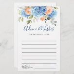 Blue Hydrangea Blush Rozen Advies & Wensen Kaart<br><div class="desc">Personaliseer met de bruid om zijn naam en datum van de douche te zijn. Klik voor verdere aanpassingen op "Deze sjabloon personaliseren" en vervolgens op "Bewerken met ontwerpgereedschap". Stijlvolle bewerkbare gemakkelijk te gebruiken bruiloft sjablonen, meer items beschikbaar in de winkel (uitnodigingen, rsvp, bedankjes, briefpapier & decor). Neem contact met me...</div>