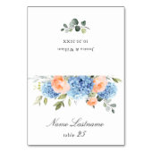 Blue Hydrangea Blush Rozen Bruiloft Escort Kaart (Voorkant)