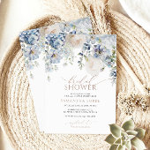 Blue Hydrangea & Blush Rozen Vrijgezellenfeest Kaart