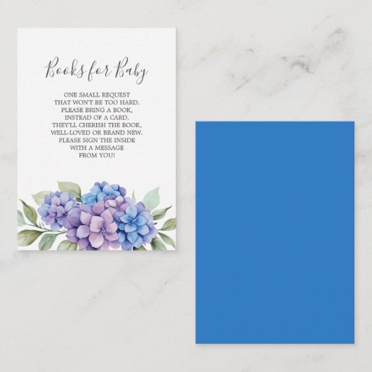 Blue Hydrangea Boeken voor Baby shower Kaart (Voorkant / Achterkant)