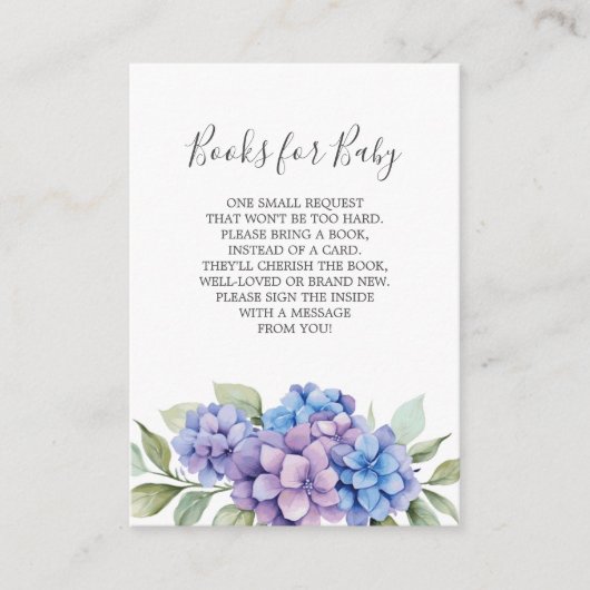 Blue Hydrangea Boeken voor Baby shower Kaart (Voorkant)