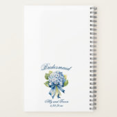Blue Hydrangea Boeket Gepersonaliseerd bruidsmeisj Notitieboek (Achterkant)