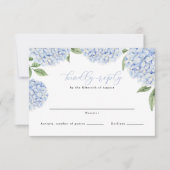 Blue Hydrangea Border Classic Huwelijksantwoord RSVP Kaartje (Voorkant)