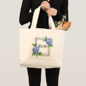 Blue Hydrangea Border Customized Grote Tote Bag (Voorkant (product))