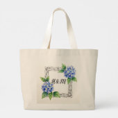 Blue Hydrangea Border Customized Grote Tote Bag (Achterkant)