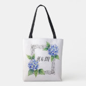 Blue Hydrangea Border Customized Tote Bag (Achterkant)