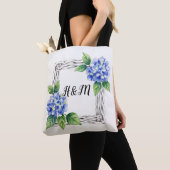 Blue Hydrangea Border Customized Tote Bag (Dichtbij)