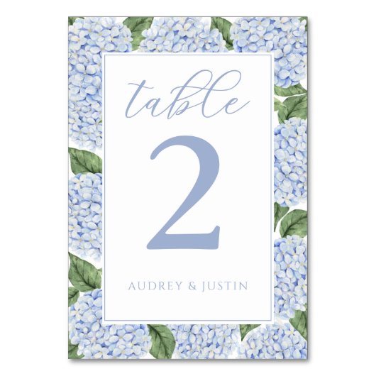 Blue Hydrangea Border gepersonaliseerd Kaart (Voorkant)