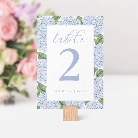 Blue Hydrangea Border gepersonaliseerd Kaart