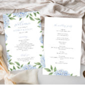 Blue Hydrangea Border Gevouwen Trouwpapier Program Flyer
