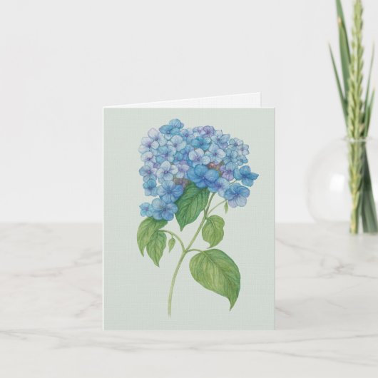 Blue Hydrangea Botanical Art Card — Blank Notecard Kaart (Voorkant)