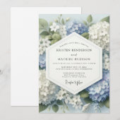 Blue Hydrangea Botanical Bloom Wedding Kaart (Voorkant / Achterkant)