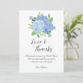 Blue Hydrangea Botanical Vrijgezellenfeest dank u Kaart (Staand voorkant)