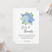 Blue Hydrangea Botanical Vrijgezellenfeest dank u Kaart (Voorkant / Achterkant in situ)