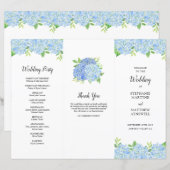 Blue Hydrangea Botanical Wedding Order of Service (Voorkant / Achterkant)