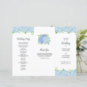 Blue Hydrangea Botanical Wedding Order of Service (Staand voorkant)