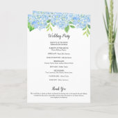 Blue Hydrangea Bouquet Botanical Wedding Program Programma (Achterkant)