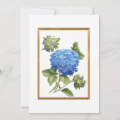 Blue Hydrangea Bouquet Gold Elegant Floral Wedding Kaart (Achterkant)