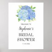 Blue Hydrangea Bouquet Vrijgezellenfeest Welcome Poster (Voorkant)
